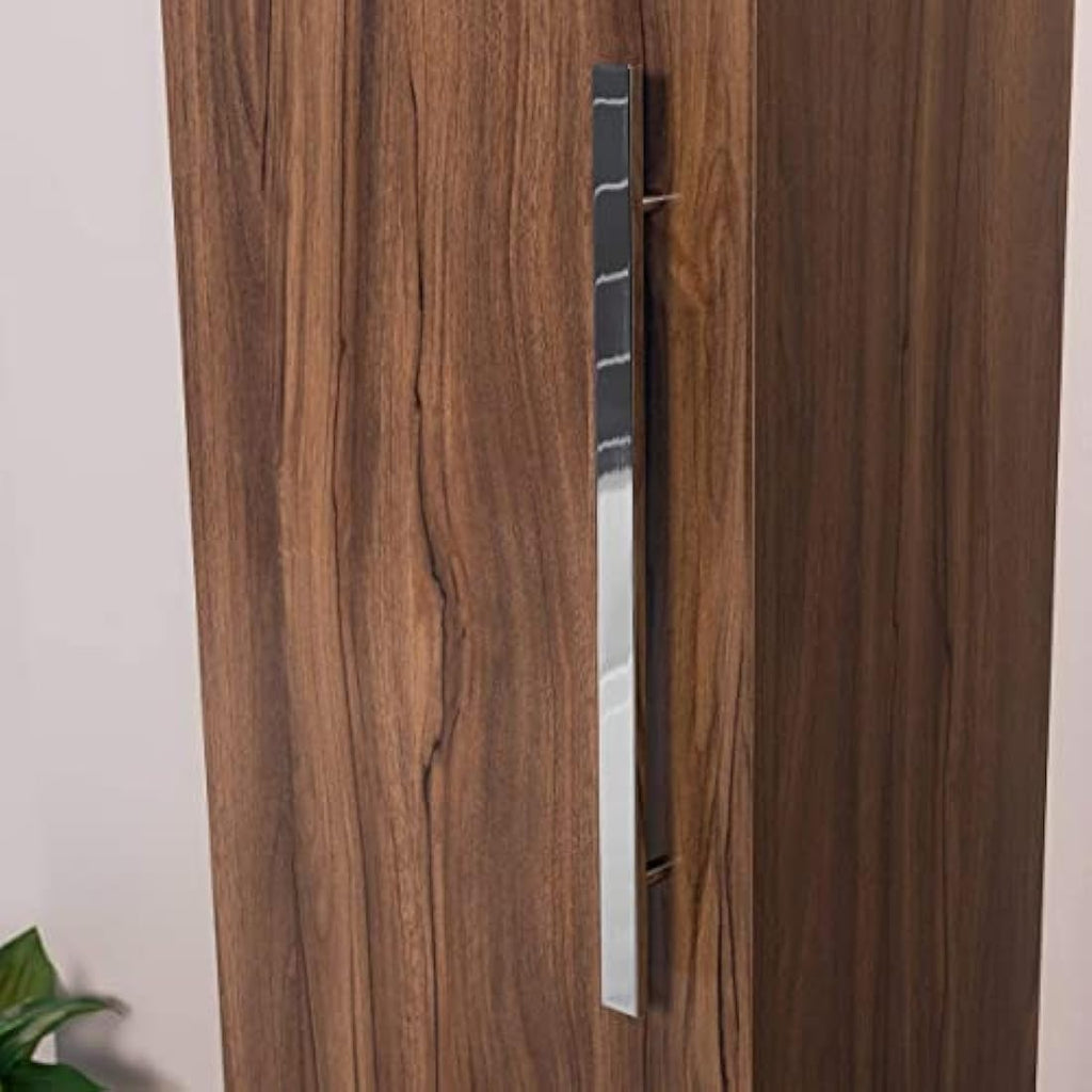 NRG Walnut 1200mm Wall Hung Tall Bathroom Storage Cabinet | Soft Close