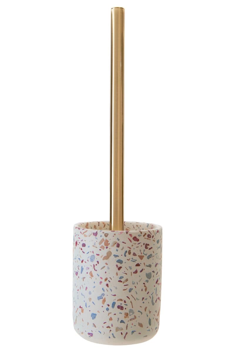 Jolof Store Terrazzo Toilet Brush with Holder – Concrete & Gold Finish