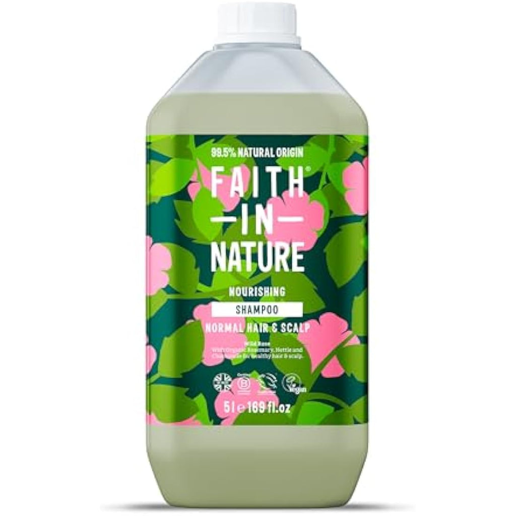 Faith In Nature Wild Rose Shampoo - Nourishing Natural Haircare - 5L Refill