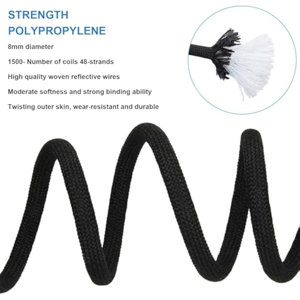 8mm Static Nylon Safety Rope with Carabiners – 50m