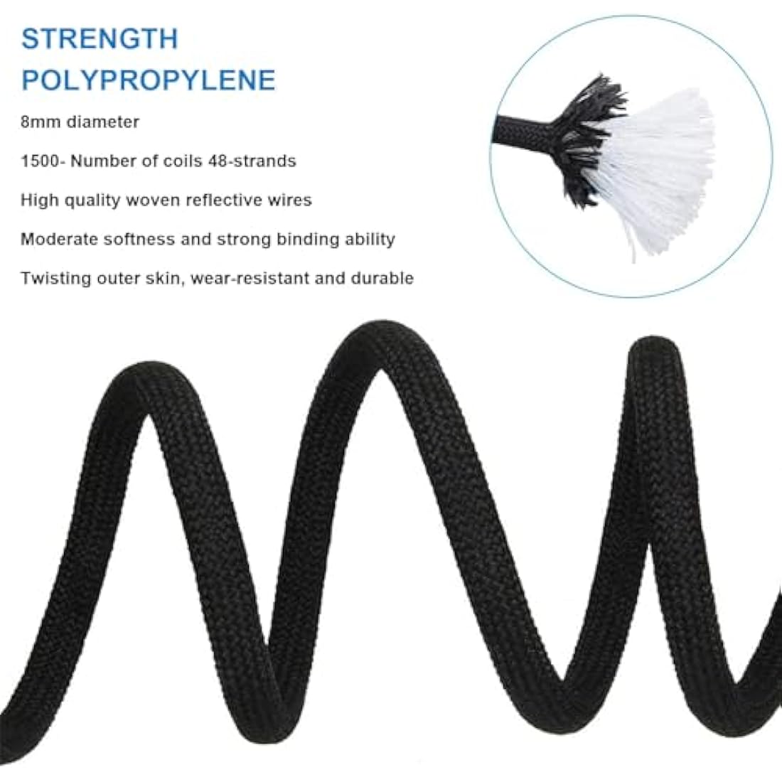8mm Static Nylon Safety Rope with Carabiners – 50m