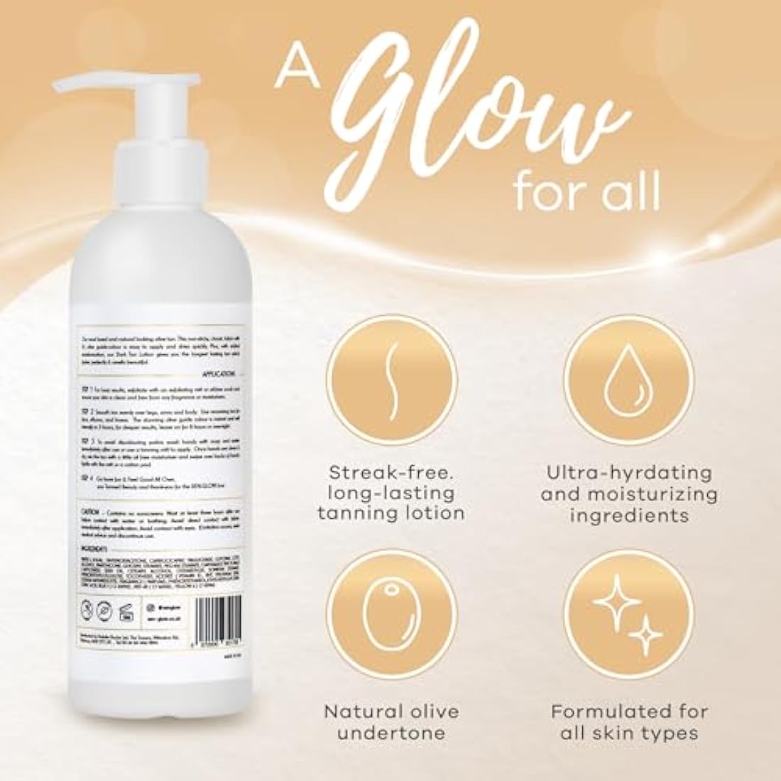 XEN-GLOW Dark Self Tanning Lotion – Hydrating Olive Tan with Vitamin C & E