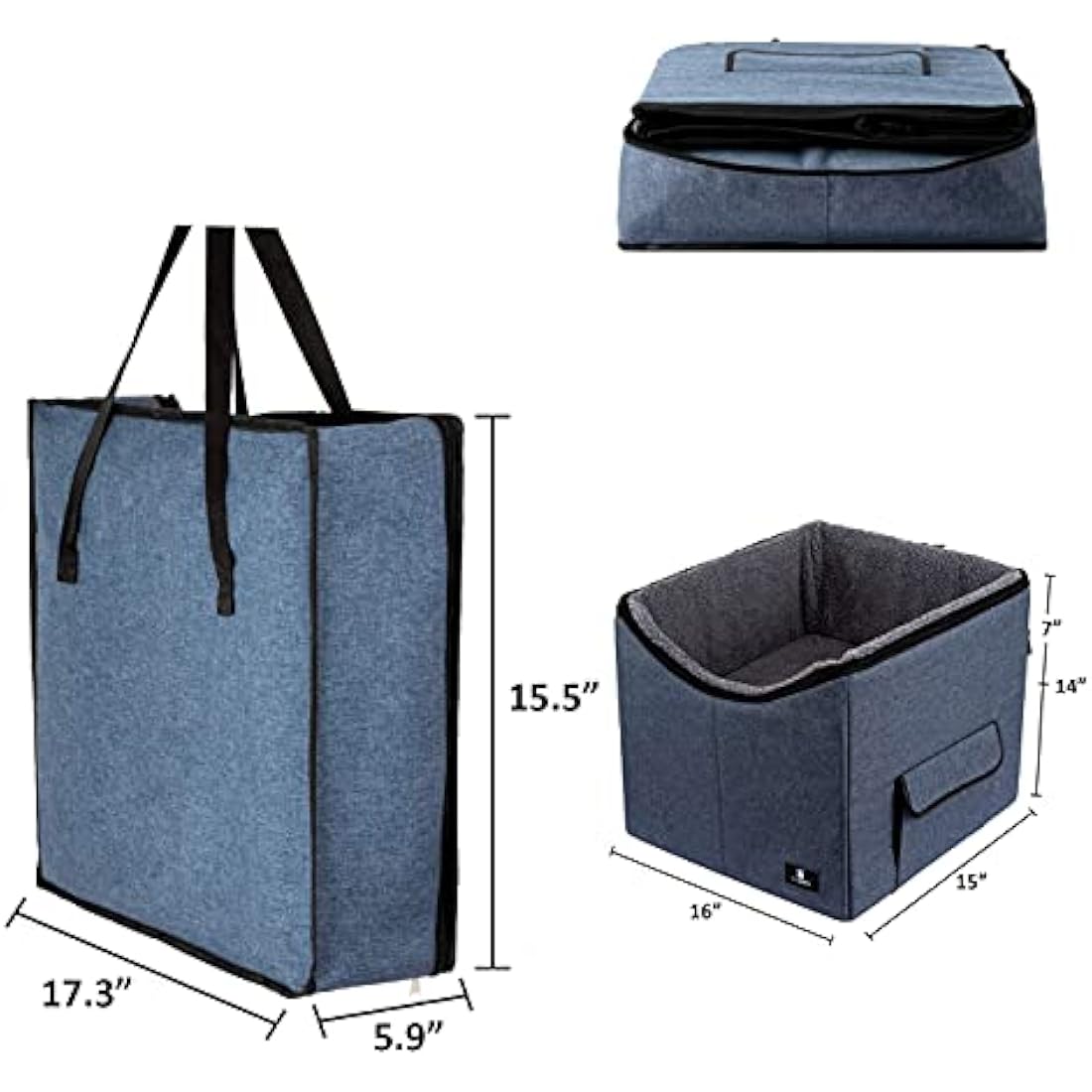 X-ZONE PET Dog Booster Car Seat & Portable Pet Bed - Medium, Blue
