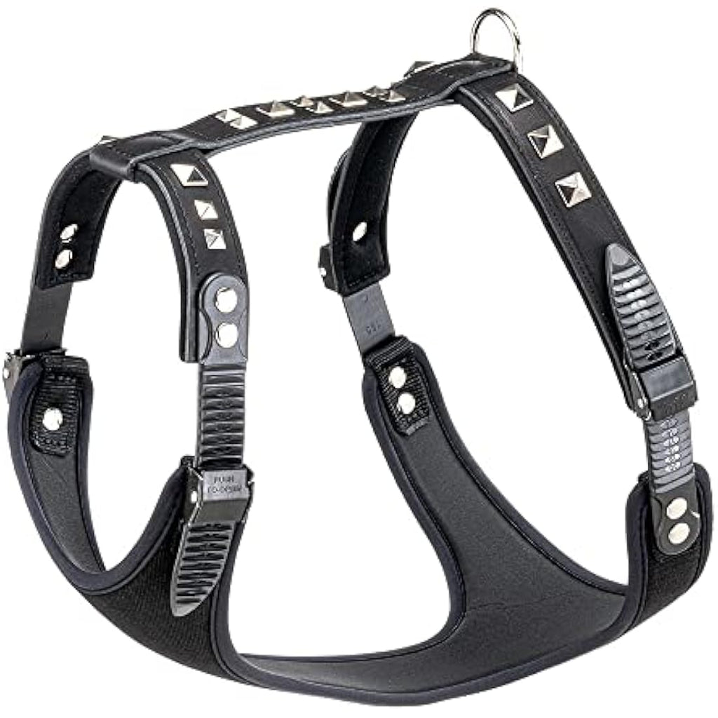 Ferplast Giotto Luxor Leather Dog Harness with Pyramid Studs - Black