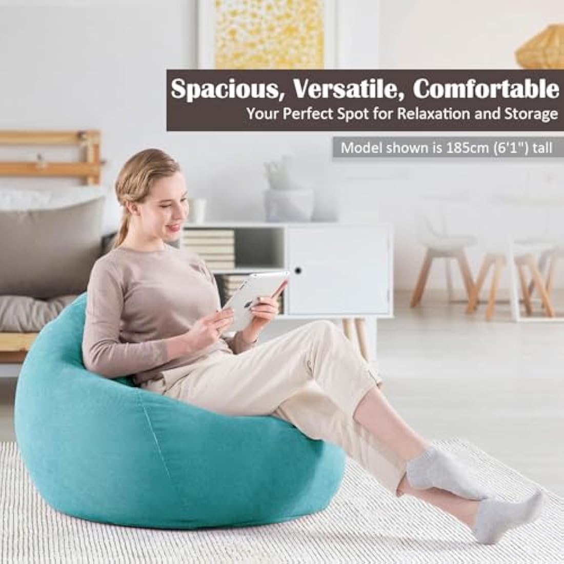 Nobildonna Bean Bag Chair Cover - Soft Corduroy Stuffed Animal Storage