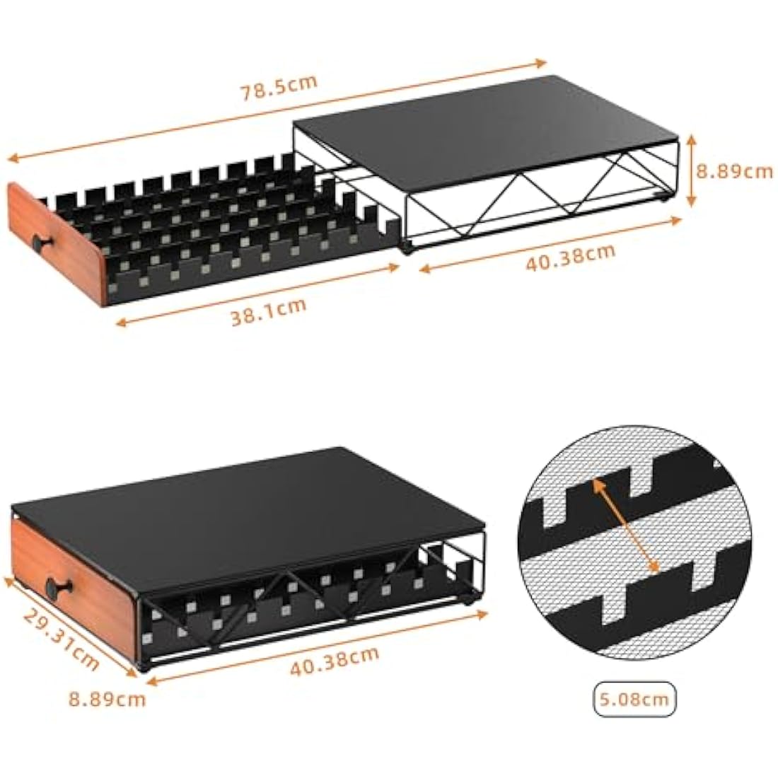 HFHOME Metal Coffee Pod Holder Drawer for 50 Nespresso Vertuo Capsules