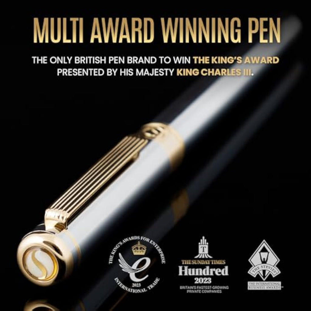 Scriveiner Silver Chrome Rollerball Pen | Gold Plated Luxury Pen