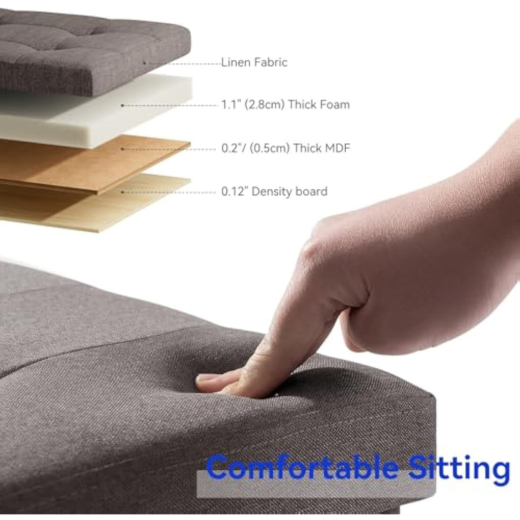 BRIAN & DANY Linen Storage Ottoman – Foldable Bench with Wood Legs