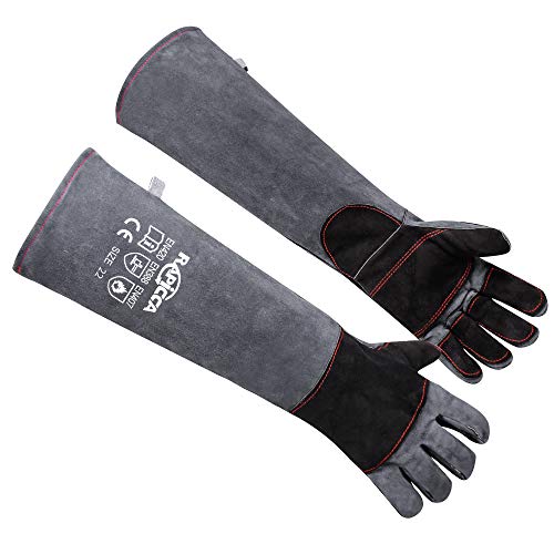 RAPICCA 22in Bite Proof Leather Animal Handling Gloves for Dogs and Cats