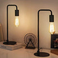 Industrial Bedside Lamps Set of 2 – Black Metal Desk Lamps