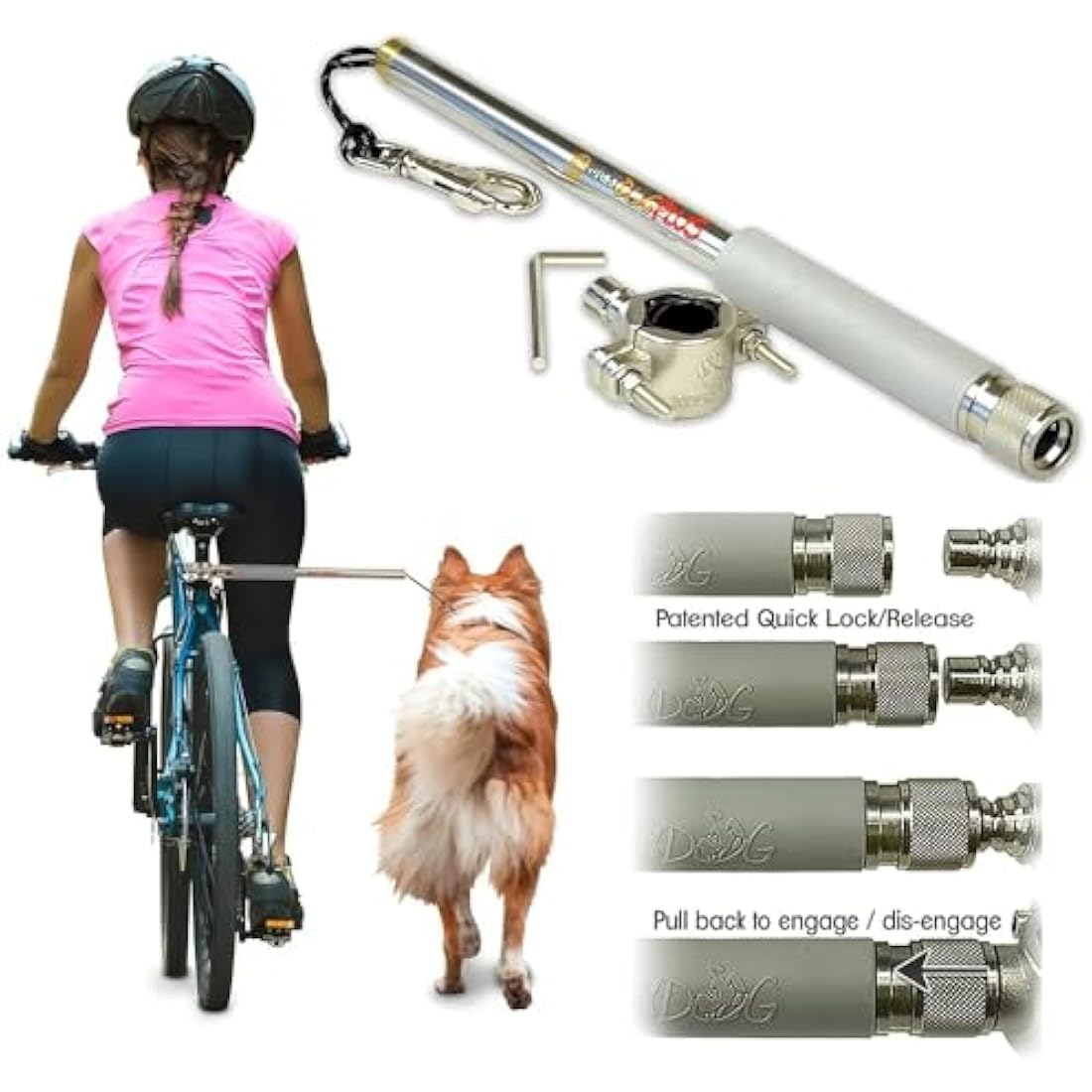 Walky Dog Plus Hands-Free Bike Leash – Stainless Steel & 550lb Paracord