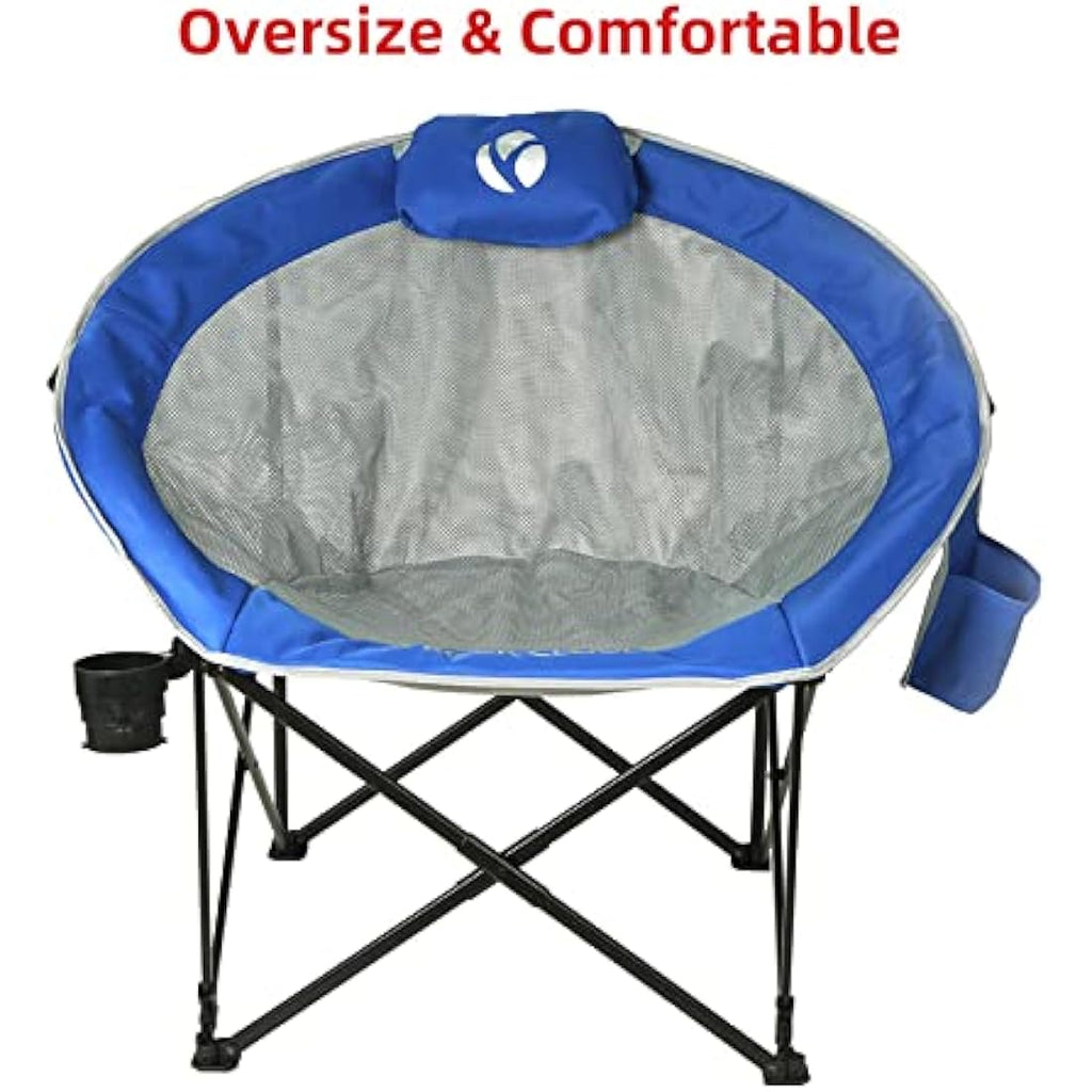 Rock Cloud Heavy-Duty Folding Moon Saucer Camping Chair with Cup Holder