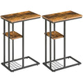 Jolof Store C-Shaped End Table Set of 2 | Industrial Side Table, Rustic Brown