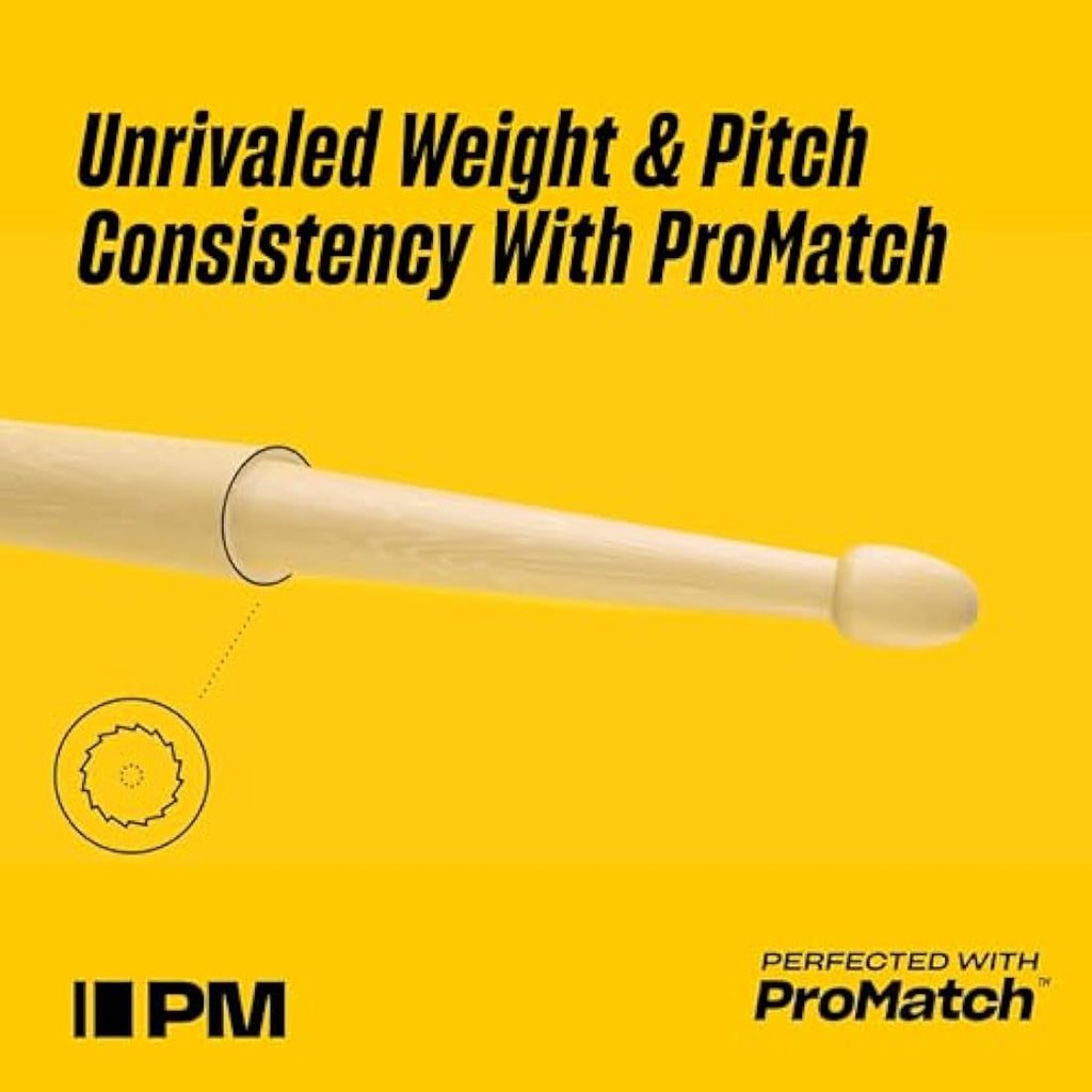 ProMark Rebound 7A Drumsticks – ActiveGrip Hickory Wood, Acorn Tip