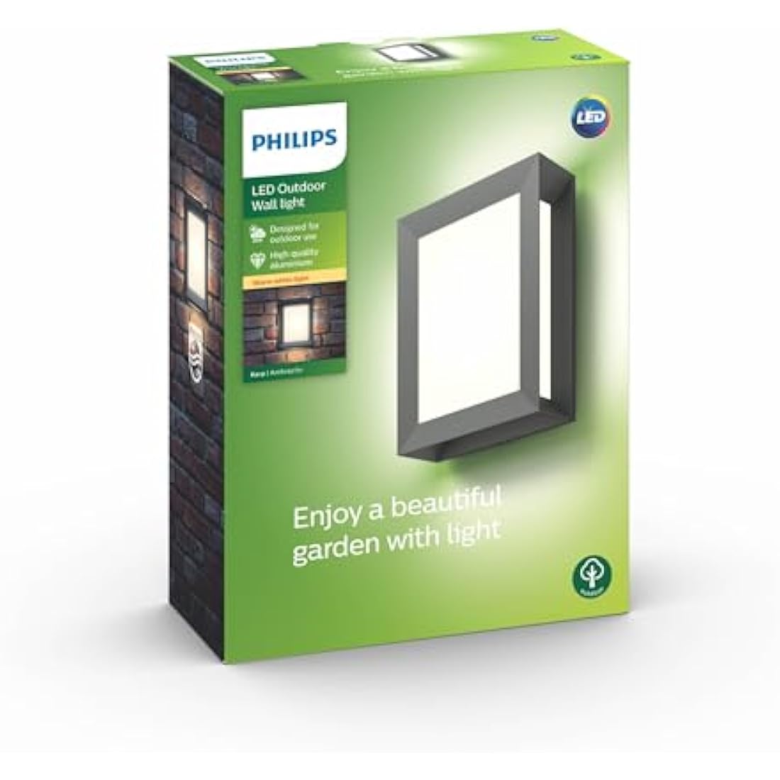 Philips Karp LED Outdoor Wall Light | Anthracite Grey IP44 Weatherproof