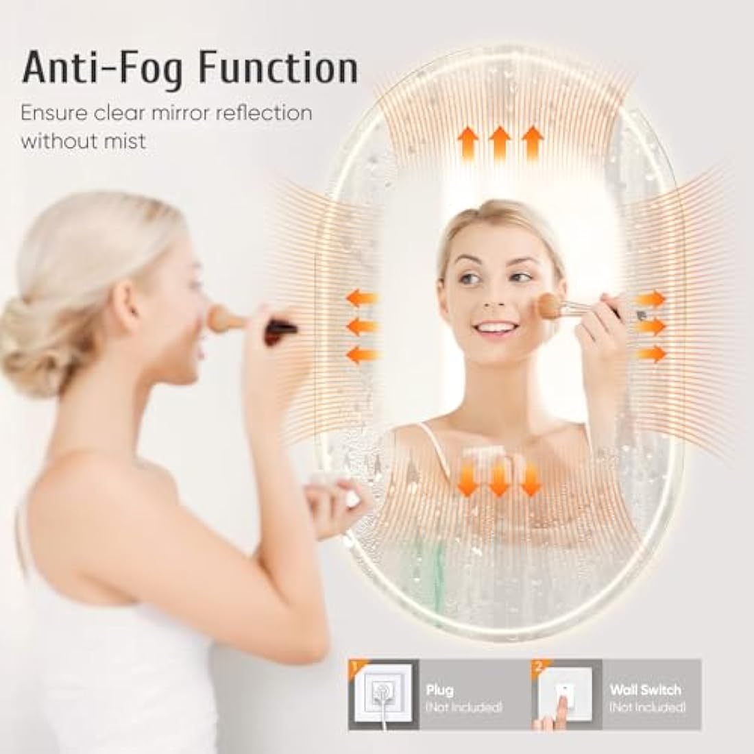 SenDeluz Oval LED Bathroom Mirror | Dimmable Backlit Vanity with Demister