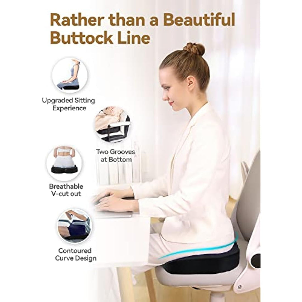 TravelEase Memory Foam Seat Cushion – Ergonomic Hip Support Pad, Black