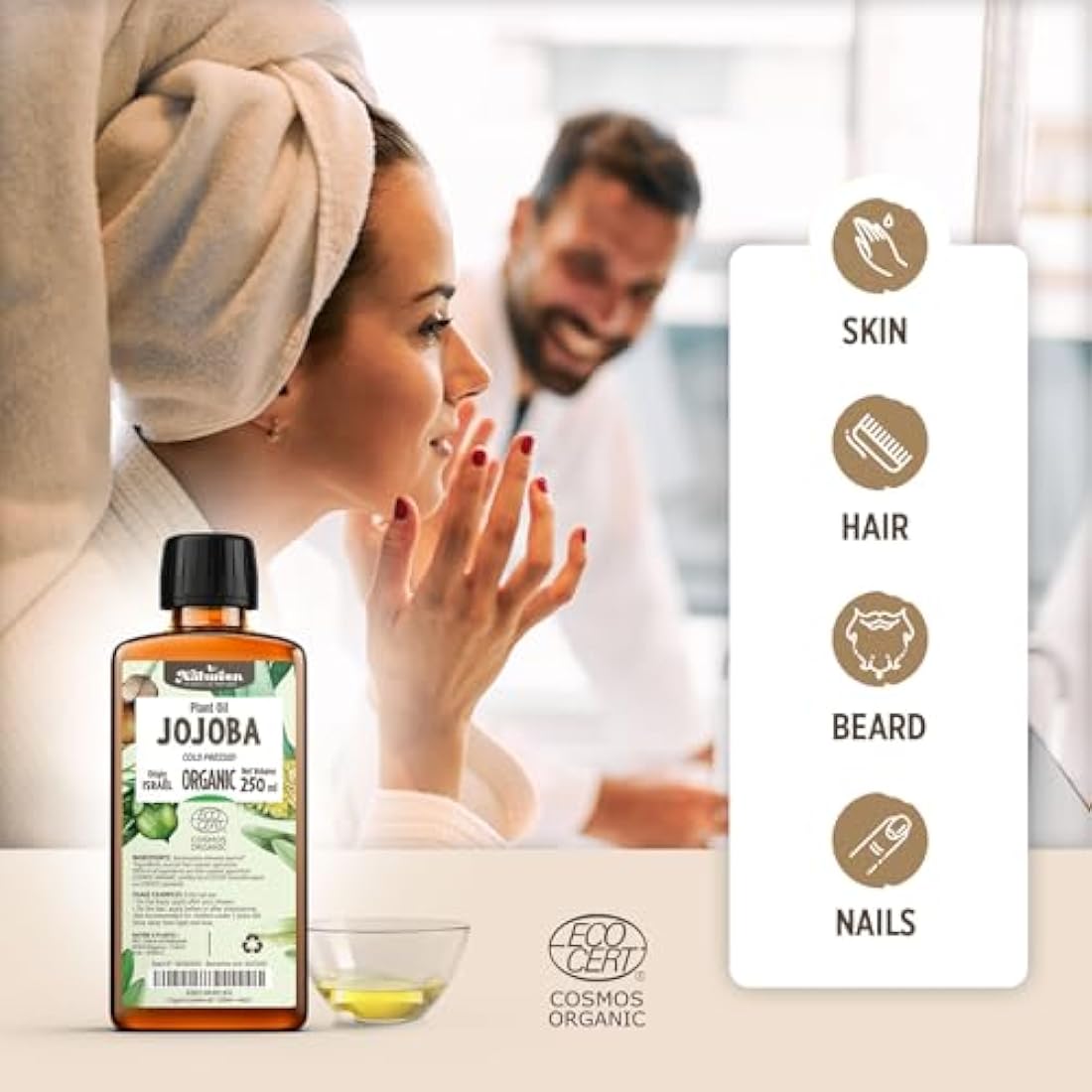 Organic Jojoba Oil – 900ml Pure Cold Pressed Carrier Oil