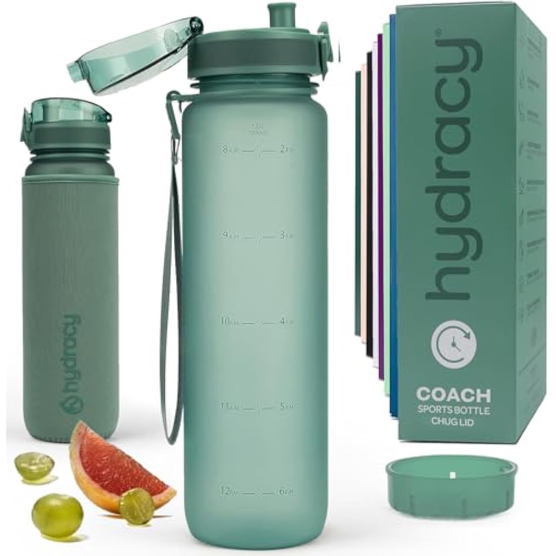 Hydracy 1L Water Bottle with Time Marker – BPA Free Leakproof Gym Bottle