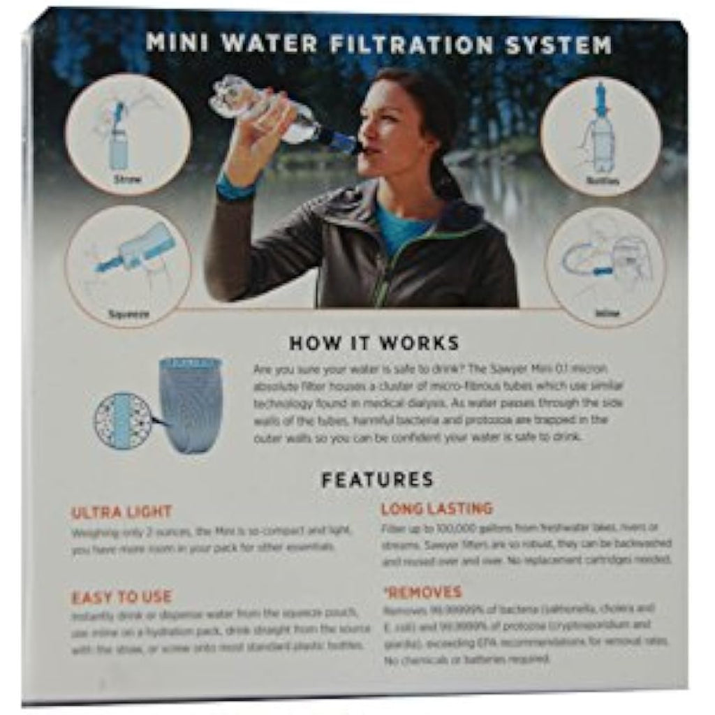 Sawyer Mini Water Filter Set – 0.1 Micron with Reusable Bags
