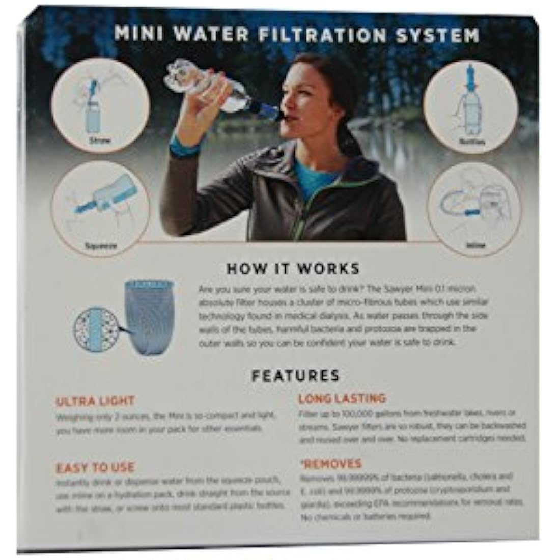 Sawyer Mini Water Filter Set – 0.1 Micron with Reusable Bags