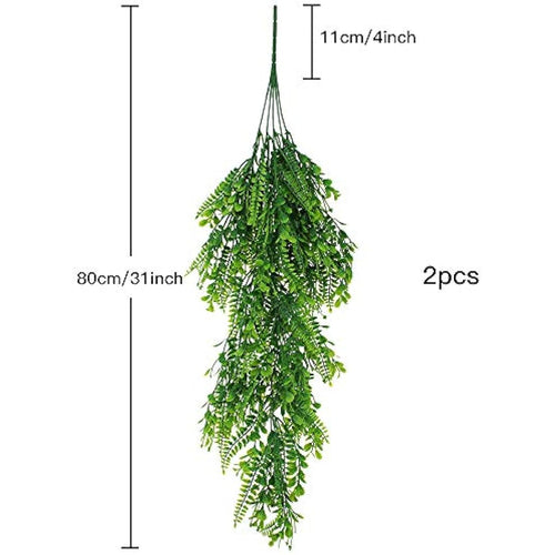 Jolof Store 2-Piece Artificial Hanging Ferns – 80cm Fake Ivy Vines