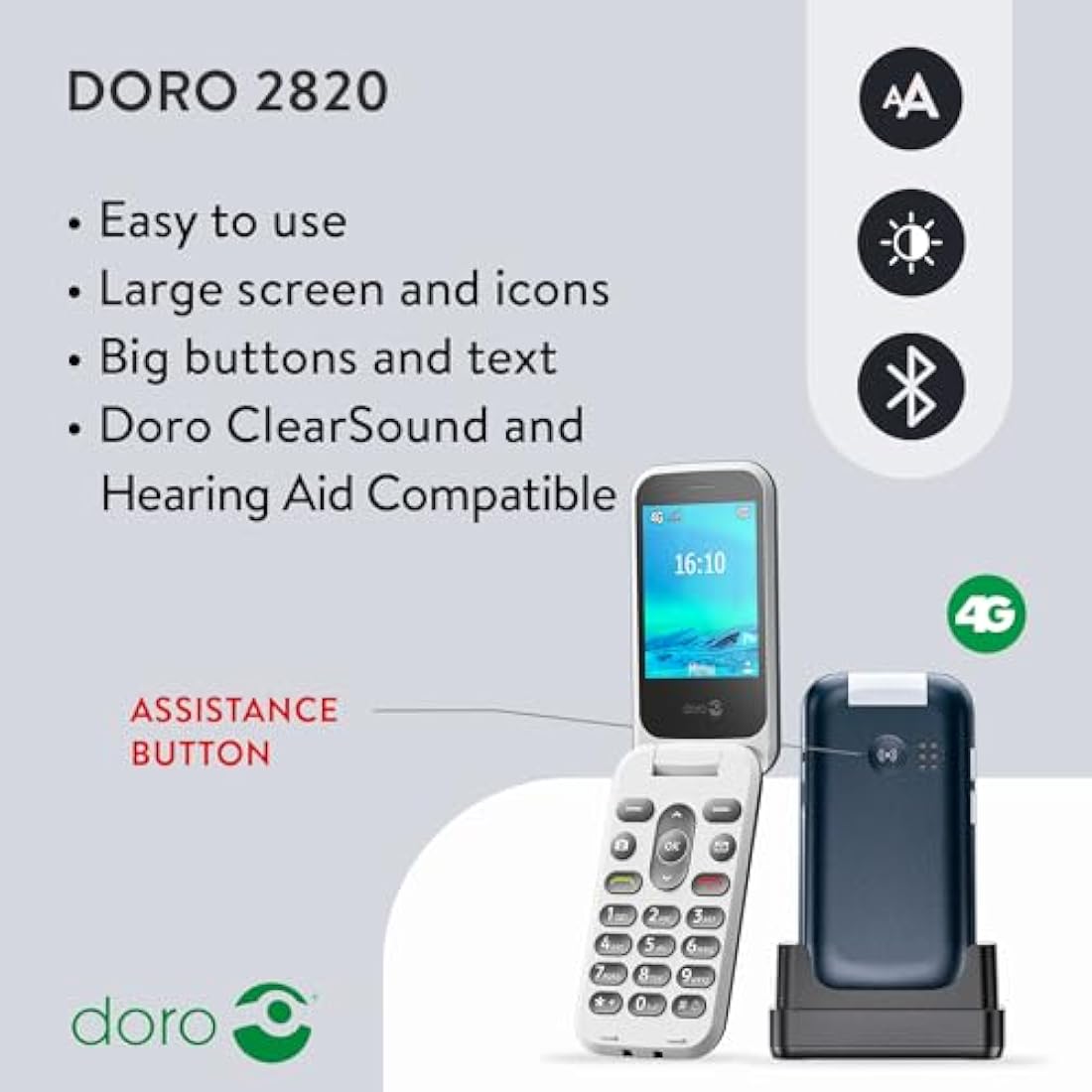 Doro 2820 4G Senior Mobile Phone | Large Buttons & Assistance Key