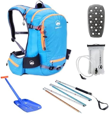 TerraWest Core Avalanche Kit – Ski Backpack with Shovel and Probe (Blue)