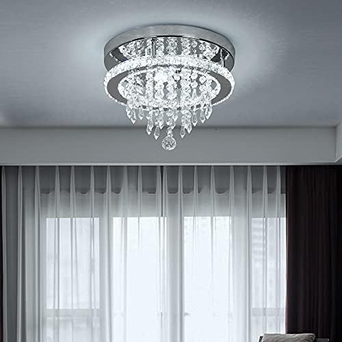 Deckrico Modern K9 Crystal Chandelier – 3 LED Flush Mount Pendant Light