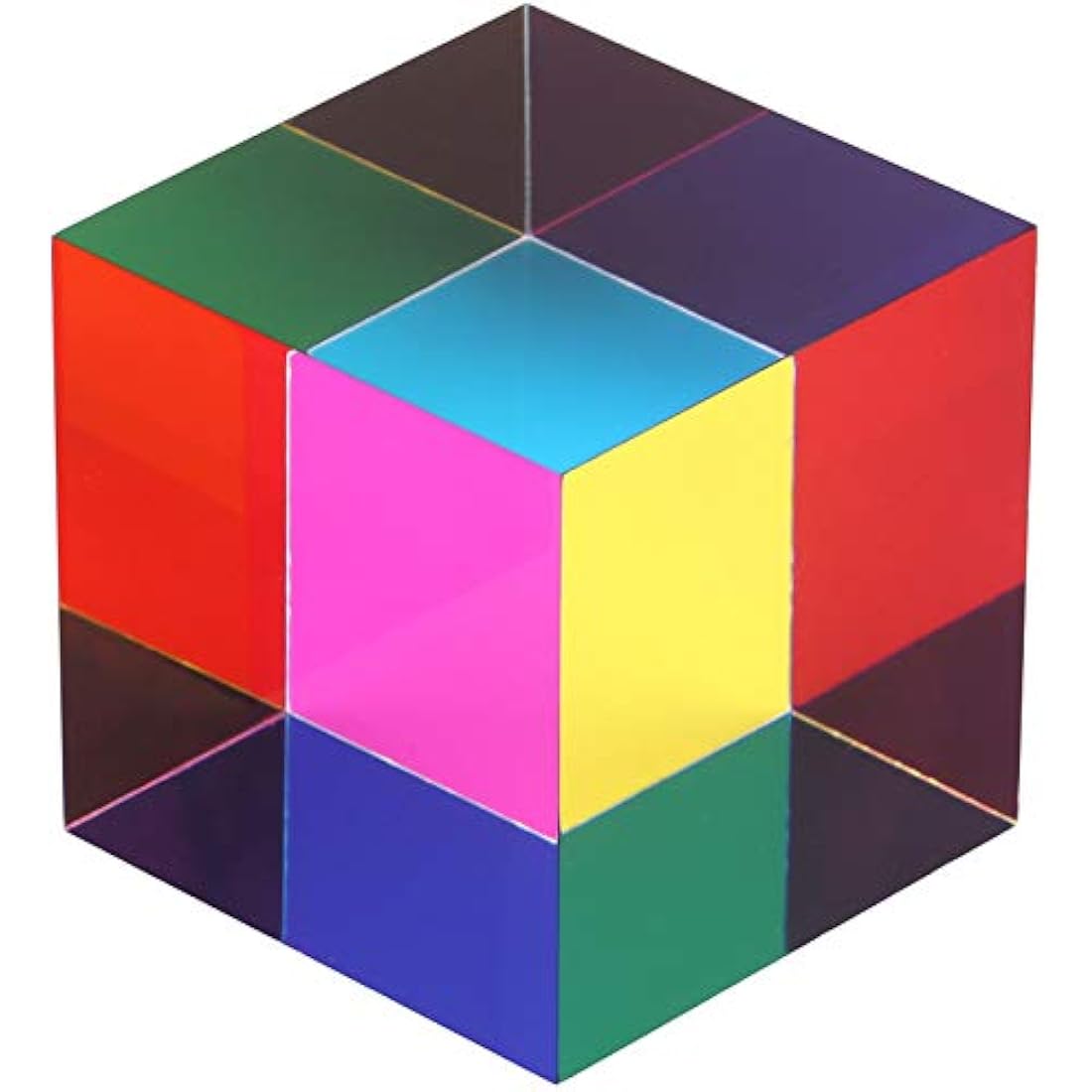 CMY Mixing Color Cube – 50mm Acrylic Optical Prism Desktop Toy