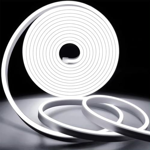 KSIBNW Neon LED Strip Light – 50m Waterproof IP65 Flexible Rope, Cool White