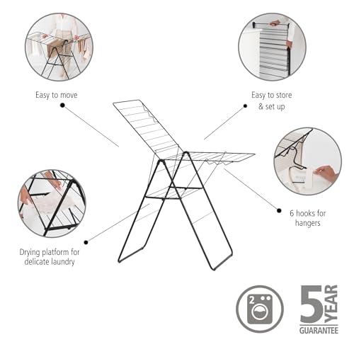 Brabantia HangOn Laundry Drying Rack – 20m Matt Black Stainless Steel