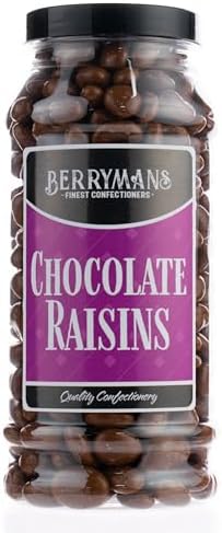 Berrymans Chocolate Covered Raisins – Traditional Retro Sweet Gift Jar
