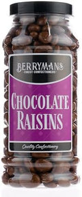 Berrymans Chocolate Covered Raisins – Traditional Retro Sweet Gift Jar
