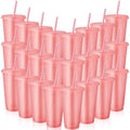 Jolof Store 24oz Glitter Reusable Cups with Lids and Straws – 24 Pack