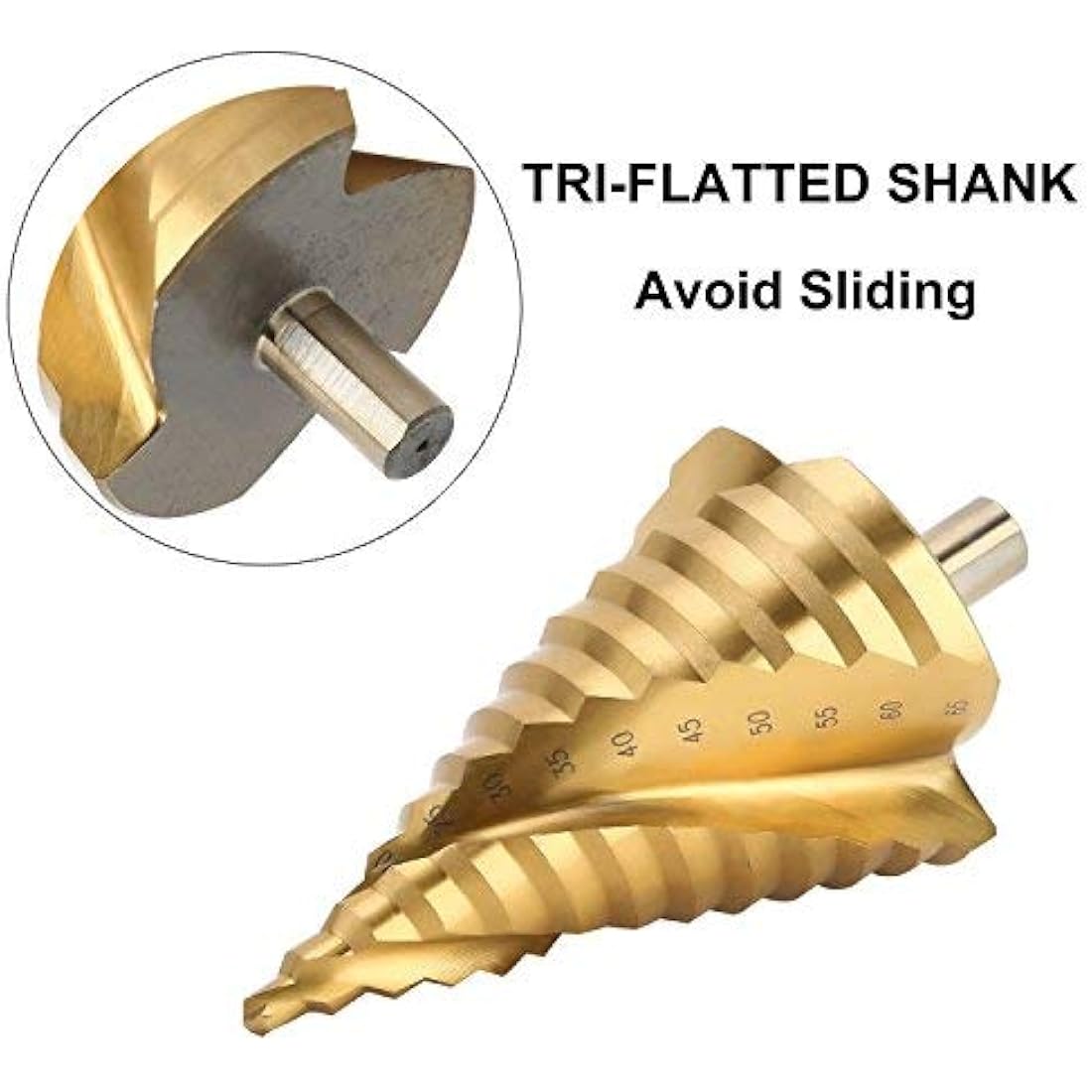 OCGIG 6-65mm HSS Spiral Step Drill Bit | Titanium Coated Hole Cutter