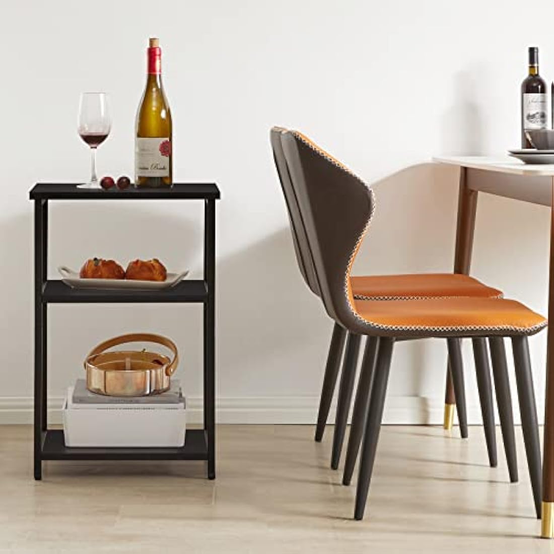 IBUYKE Industrial Side Table | 3-Tier End Table Nightstand | Black Steel
