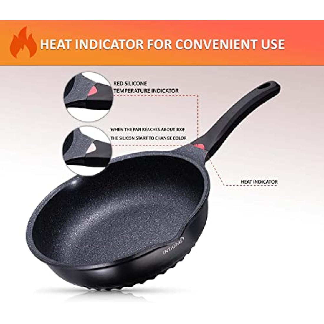 INTIGNIS 24cm Non-Stick Frying Pan with Lid – Ceramic Induction Skillet