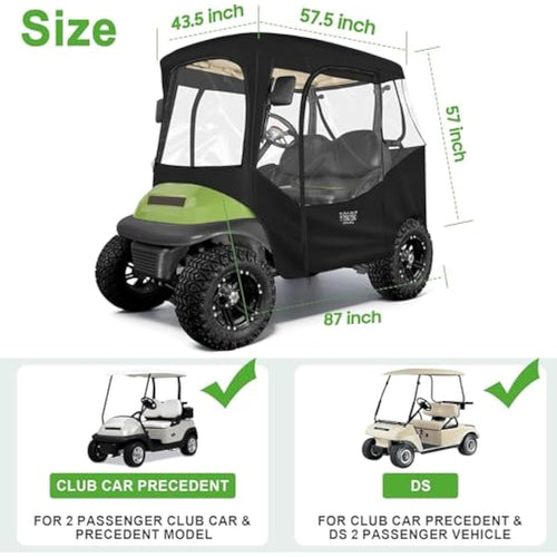 2-Seater Club Car Enclosure - 600D Waterproof Golf Cart Cover