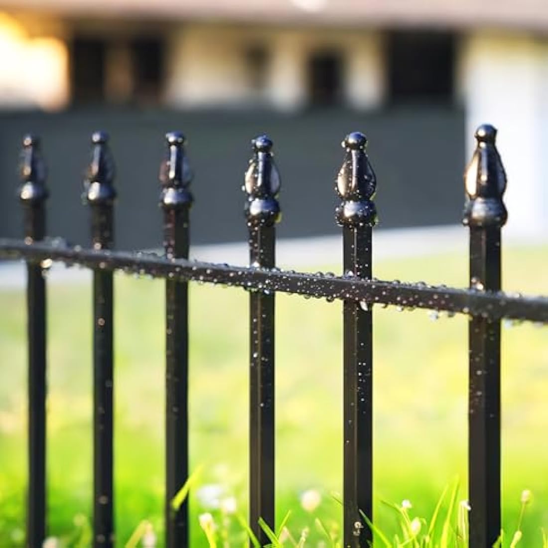 Thealyn Metal Garden Fence – 3.5m No-Dig Wrought Iron Dog Barrier, Black