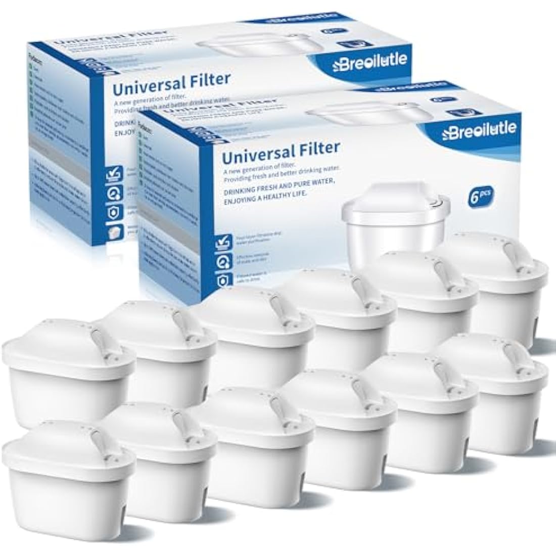 BREOILUTLE Water Filter Cartridges for Brita Maxtra+ Plus - 12 Pack