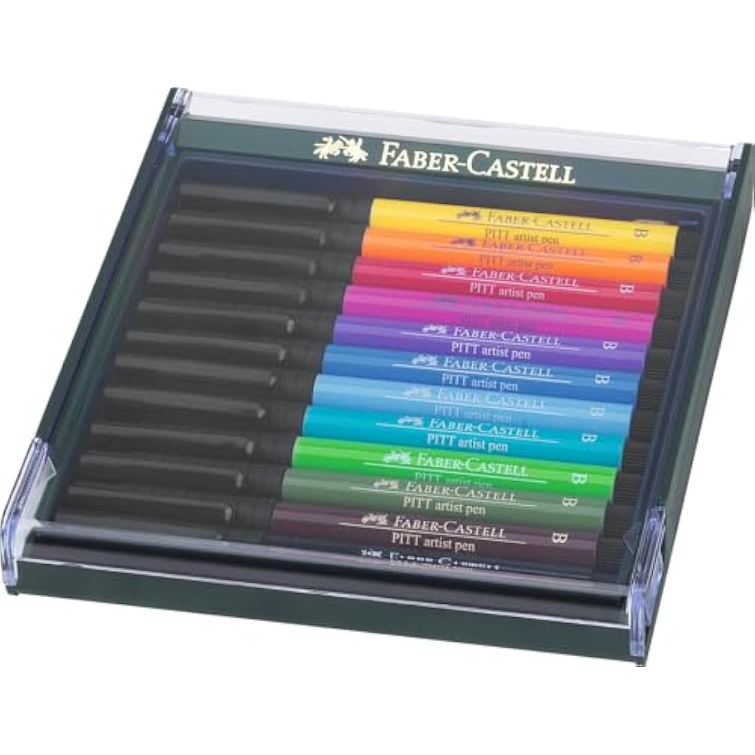 Faber-Castell Pitt Artist Pen Brush - India Ink Basic Tones - Set of 12