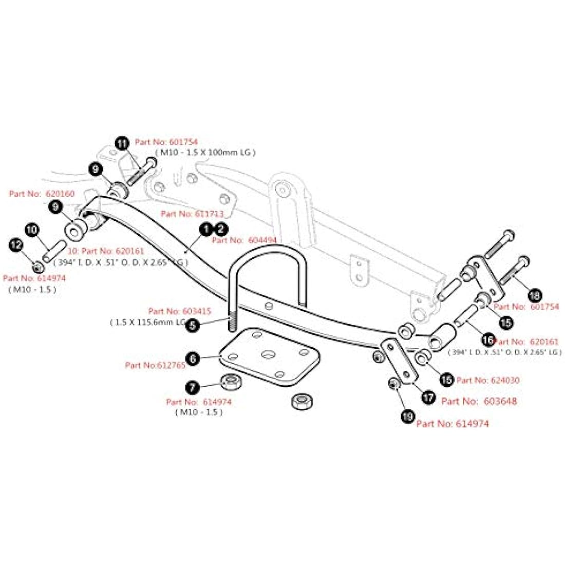 10L0L EZGO RXV Heavy Duty 4-Leaf Spring Kit | Golf Cart Suspension