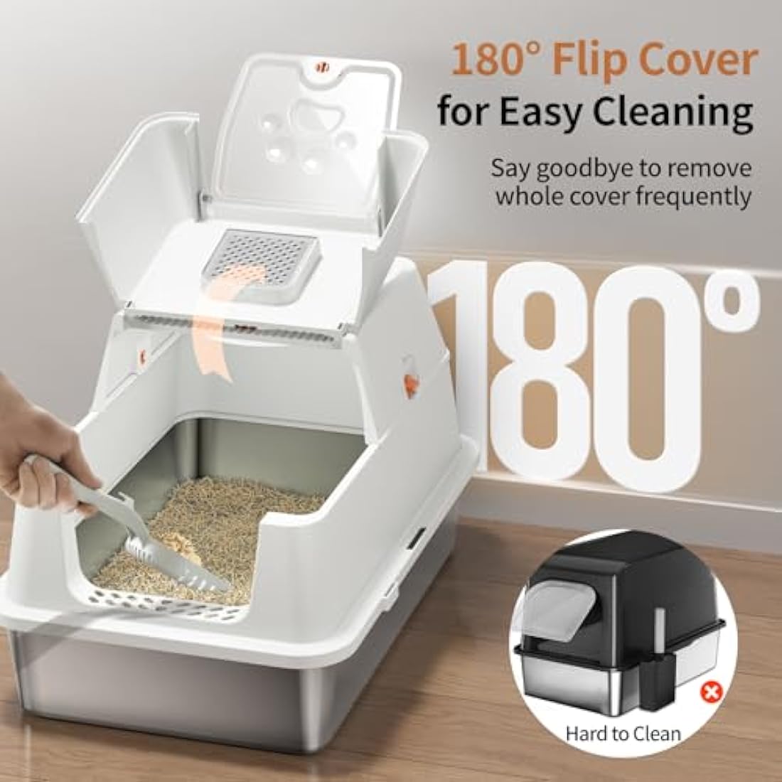 Jolof Store Stainless Steel Cat Litter Box – Large Odor Control Tray