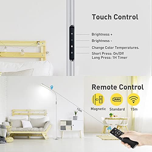 OUTON LED Floor Lamp – 15W Dimmable Modern Standing Lamp with Remote
