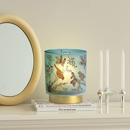 MJ PREMIER Cordless Battery Table Lamp | Teal Marble Glass with Timer