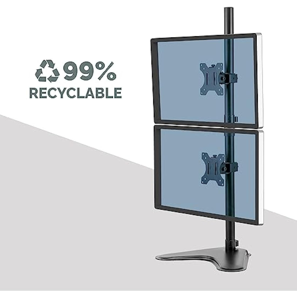 Fellowes Dual Stacking Monitor Arm – Adjustable Freestanding VESA Mount