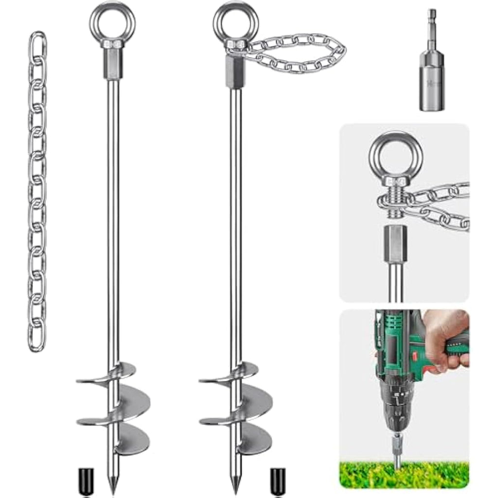 76cm Heavy Duty Spiral Ground Anchor Pegs for Trampolines, 2 Pack