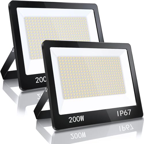YIQIBRO 200W LED Floodlight Outdoor 2-Pack | 20000LM IP67 Security Light