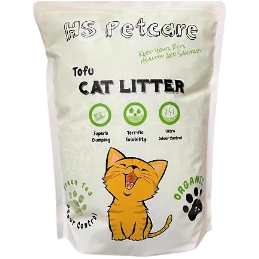 HS Petcare Organic Tofu Cat Litter – Flushable & Clumping (3 Pack, 21L)